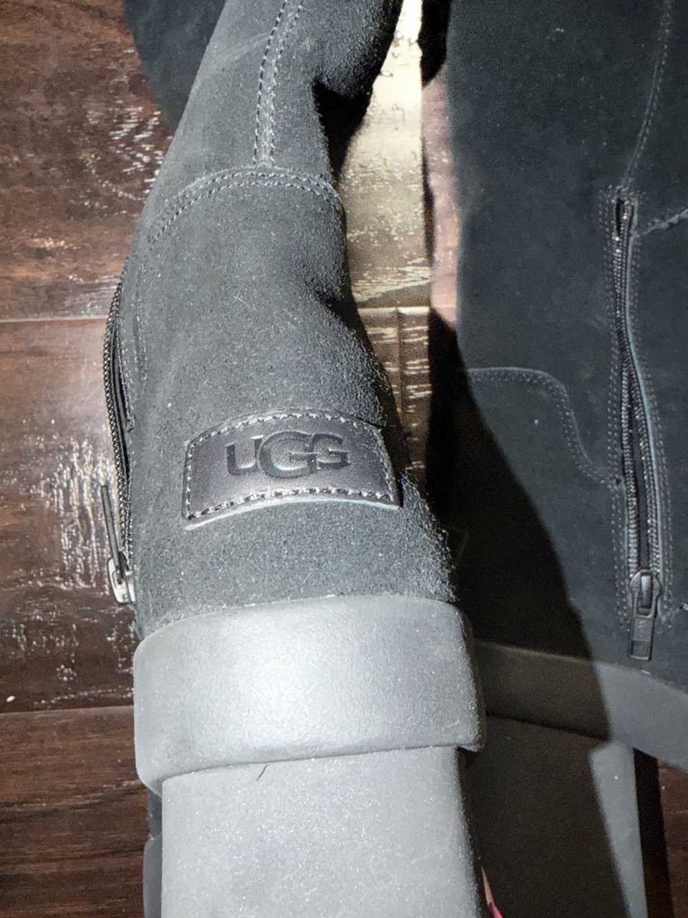 Black Suede Knee-High Platform Boots UGG BOOT NEW WITHOUT TAGS - Picture 5 of 5
